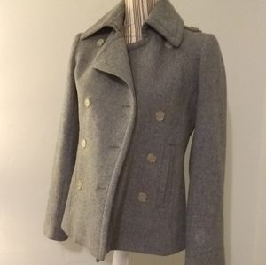 J. Crew Gray Wool Blend Military Short Pea Coat